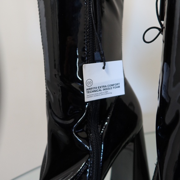 NWT Zara Over the Knee Block Heel Shiny PU Leather Boots - Picture 4 of 7